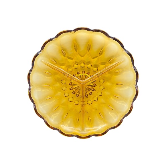Anchor Hocking Other - Vintage Anchor Hocking Fairfield Amber Glass Divided Dish 3 Part Relish Candy